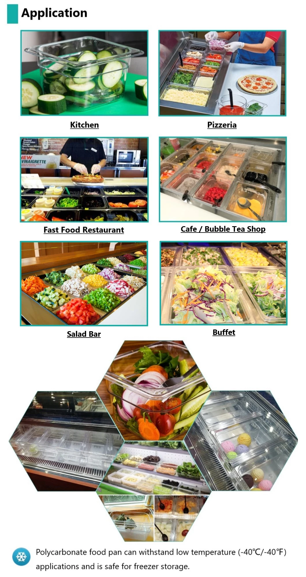 1/1 Full Size 2.5" Deep Polycarbonate Cold Food Storage Container Plastic Gn Pan for Catering