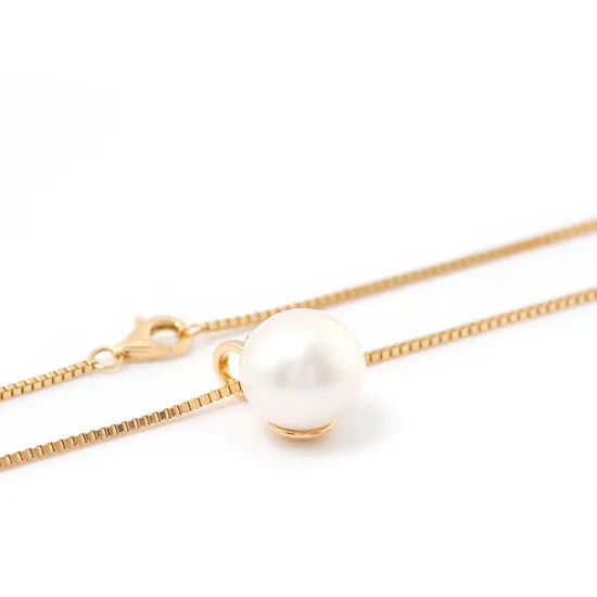 Provence Jewelry Custom Exquisite 18K Gelbgold 10mm Perlenkette Anhänger Box Kette Damenschmuck Geschenk