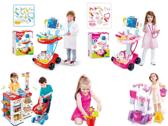 Kunststoff-Arztset Serie Supermarkt Registrierkasse Medizinische Geräte Klinik Eiswagen Intellektuelles Lernspielzeug Kinderspielzeug Spielsets
