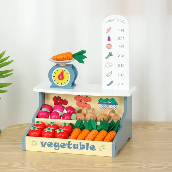 Hohe Simulation Rollenspiel Mini-Gemüseverkaufsladen Holzspielzeug